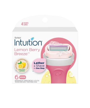 Schick Intuition Refill, Lemon Berry Breeze Razors for Women | Intuition Razor Blades Refill with Organic Lemon, 6 Count Razor Refills
