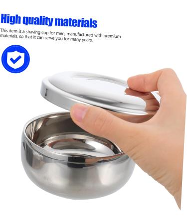 Beavorty 2-Pack Razor Cup Bowl - Men's Shaving Foam Container with Steel Lid | Durable Hairdresser Accessories | 11x5.5cm | Silver - Buy Online on SooperMarket.com