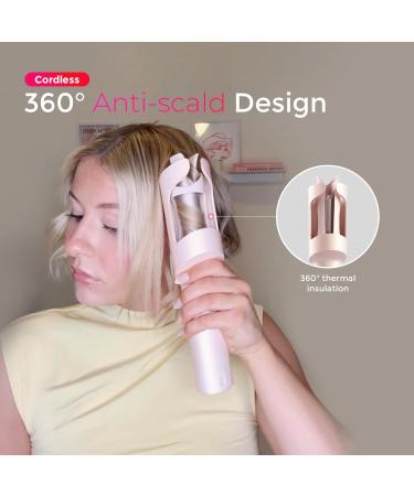 Buy TYMO Curlgo Eco 1 Inch Cordless Automatic Rotating Curling Iron - Dual Voltage Travel Hair Curler for Beach Waves Safe & Tangle-Free Gold Blush - Buy Online on SooperMarket.com