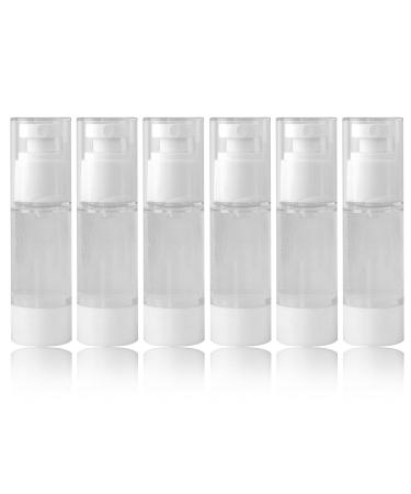 30ml Airless Pump Bottles - 6PCS Refillable Travel Spray Bottles for Toner | Transparent Portable & Reusable - Buy Online on SooperMarket.com