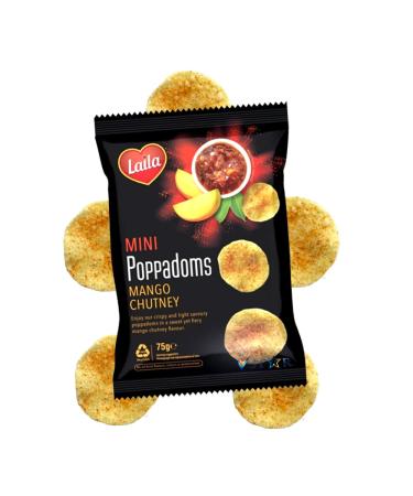 Mango Chutney Mini Poppadoms 75g - Crispy & Light Savoury Poppadoms (2 Packs)