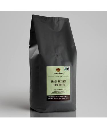 Green Coffee Beans 1kg - Unroasted Raw Coffee Beans For Home Roasters And Roasting - Brazil Fazenda Terra Preta - Brown Bear - Natural Dry Process - SCA 87.5 Score & Cup of Excellence Dark Chocolate 1.00 kg (Pack of 1)