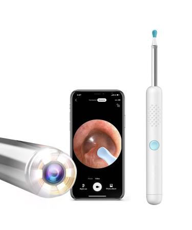 Smart Visual Ear Stick Endoscope Ear Wax Removal Tool Camera 180mAh Chargable Painless Ear Otoscope Cleaner Kit for Whole Family Electric Ear Scoop White