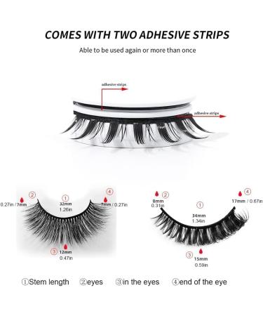 Reusable Self-Adhesive Eyelashes Wispy Fake Eyelashes Natural Look Fluffy Curling Long Eyelashes No Glue/Eyeliner/Magnet Needed Waterproof and Easy to Put on - Buy Online on SooperMarket.com