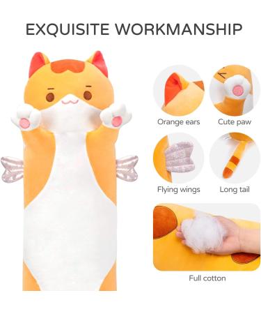 Mewaii 44in Long Cat Plush Pillow - Cute Kitty Stuffed Animal Squishy Toy for Kids (Orange) | Soft Hugging & Sleeping Pillow, 44inch/110cm - Buy Online on SooperMarket.com