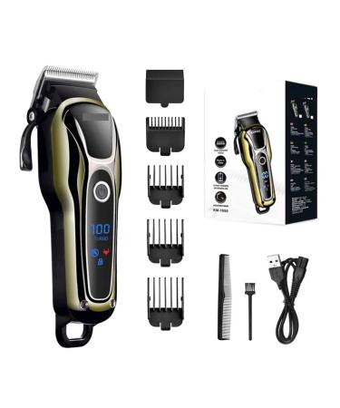Hair Clippers Kit Cordless Dual Voltage Beard Trimmer for Men with Rechargeable Battery & Digital Display European Standard Km-1990