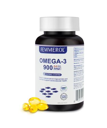 FEMMEROL Omega 3 Fish Oil 120 Capsules 2000mg Per Serving - Enteric Coated Deep Sea Fish Oil Supplements with 1800mg EPA and DHA for Healthy Brain Heart and Cardiovascular - 90% Purity - NON GMO