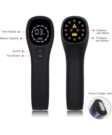 Red Light Therapy Device for Pain Relief Joint and Muscle Pain Reliever Infrared Light with 650nm and 808nm (2x808nm +12X650nm) (Black) - Buy Online on SooperMarket.com