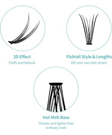 Individual Cluster Lashes C Curl 0.10mm 13mm 120Pcs | Soft 3D Effect DIY Eyelash Extensions - RR-13mm Clusters-YW-0.10-C - Buy Online on SooperMarket.com