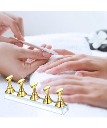 Magnetic Nail Tips Stand Nail Stand Display 2 Sets Acrylic Nail Display Stand False Nail Tips Holder Nail Stand Nail Tip Practice Holder Magnetic for Painting Nails False Nail Tip Manicure Tool golden - Buy Online on SooperMarket.com