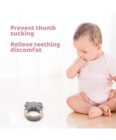 Elephant Baby Teething Toy - Natural Wooden Ring, Food-Grade Silicone, 12+ Months - Buy Online on SooperMarket.com