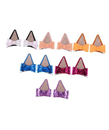MUSISALY 6 Pairs Hair Bow Barrettes Kawaii Hair Clips Glitter Bowknot Hairpin Cute Hair Supplies Glitter Hair Clips Ear Bow Hair Barrettes Hair Pin Hair Clips for Girl Bow Hair Clip Fabric