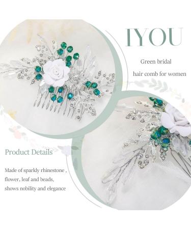 IYOU Women Wedding Hair Comb Silver Flower Headpiece Leaf Beads Hair Piece Guest Prom Hair Accessories for Bride and Bridesmaid - Buy Online on SooperMarket.com