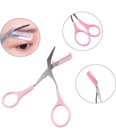 Professional Eyebrow Trimmer Scissors with Comb - Eyebrow & Eyelash Hair Remover Tool for Men and Women - Pink - Buy Online on SooperMarket.com