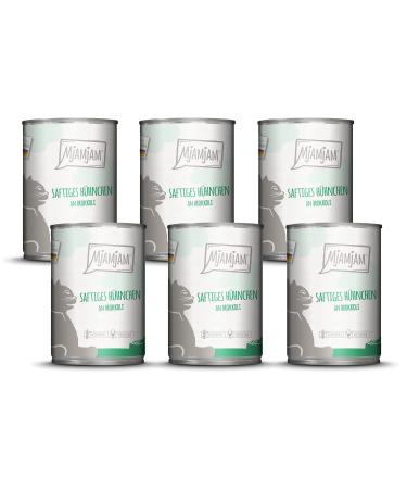 Mjamjam - Premium wet food for cats - juicy chicken on broccoli 6 Pack (6 x 400 g) grain free with extra meat chicken + broccoli 400 g (6 Pack)