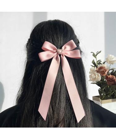 JSGHGDF Bowknot Hair Clip Heart Long Ribbon Bowknot Shape Hair Clip for Girl Spring Styling Tiaras Pink - Buy Online on SooperMarket.com