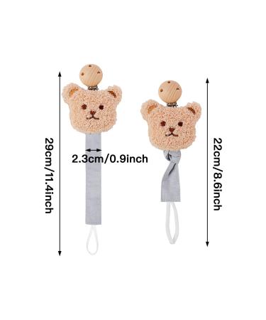 Soft Cotton Pacifier Chain with Clip | Bear Brown Pacifier Holder for Boys and Girls | Fits Baby Teethers and Toys | Perfect Gift Idea - Buy Online on SooperMarket.com