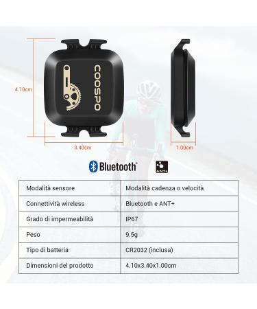 COOSPO Bluetooth Ant+ Bike Speed & Cadence Sensor - IP67 Waterproof Compatible with Zwift Rouvy Kinomap & More (BK467) - Buy Online on SooperMarket.com
