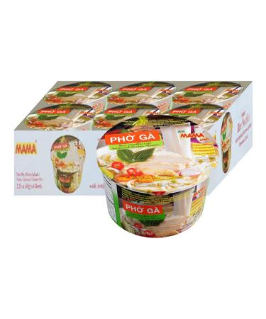 Mama Brand Instant Bowl PHO GA Rice Noodles With Artificial Chicken Flavour Style 65g (Box Of 6)