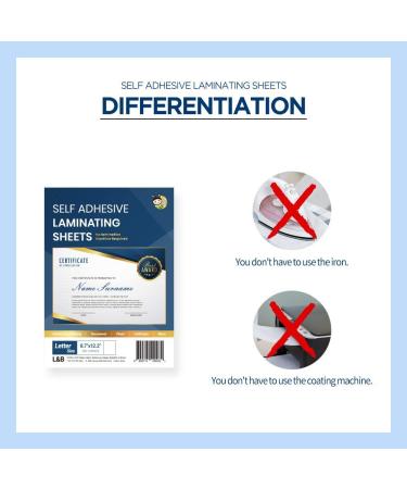 HA SHI No Heat Self Sealing Laminating Sheets - 8.5 x 11 Inch, 4mil Thickness - 20 Pack, Self Adhesive, Letter Size - A4 9x12 Inch - Transparent - Buy Online on SooperMarket.com