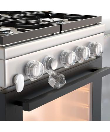 SAFELON (5+1) Pcs Baby Safety Stove Gas Knob Covers & Childproof Oven Lock, Kitchen Safety Stove Locks for Babies & Toddlers (White)