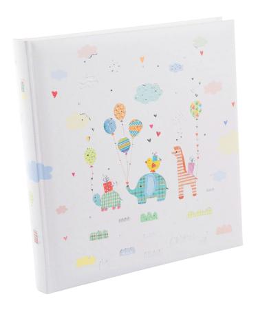 Goldbuch 15 469 Baby Album Animal Parade baby book 30 x 31 x 4 cm photo album with 58 white blank sites and 4 illustrated sides cover art print with silver embossing album unisex photo book white