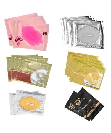 CCbeauty Collagen 20-Pack Crystal Lip Mask Eye Mask Nose Blackhead Mask Care Gel Mix Package hydrating Moisturizing Essence Remove Dead Skin Anti Chapped Pads Lip Mask for Dry Lips