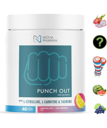 Nova Pharma Punch Out Pre Workout Powder L-Carnitine and Antioxidant-Rich Pre Workout Supplement Boost Stamina and Endurance for Gym Training and Workouts - 40 Servings (Pink Lemonade) - Buy Online on SooperMarket.com