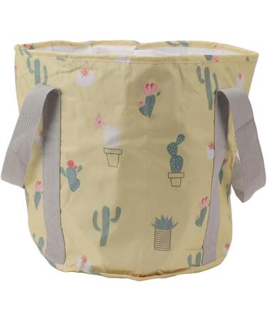 Portable Foot Soak Tub Collapsible Foot Bath Basin PVC Insulated Portable Foot Soaking Bath Tub Water Bucket with Handle for Outdoor Camping Travel Yellow Cactus - Buy Online on SooperMarket.com