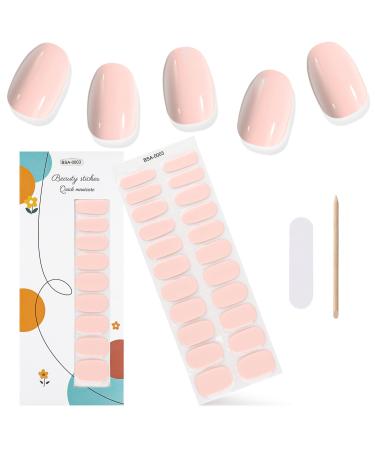 Kalolary 22PCS Full Wraps Nail Polish Stickers Self-Adhesive Nail Strips with 1PCS Nail File Gel Nail Art Wrap Stickers Decals for Women Girls (Apricot pink)