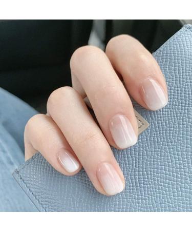 Brishow Coffin False Nails - White Short Gradient Acrylic Press on Nails for Women - 24pcs - Buy Online on SooperMarket.com