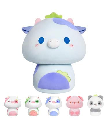 Mewaii 8'' Soft Painted Blueberry Cow Mushroom Pillow Stuffed Animal Plush Plushie Squishy Toy - Cuddly Blueberry Cow Plush for Kids Painted Blueberry Cow 8 Inch
