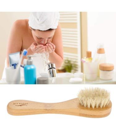 Natural Soft Bristle Face Cleansing and Exfoliating Brush - Wood Handle Facial Scrubber for Men and Women - Buy Online on SooperMarket.com