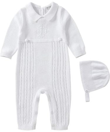 Baptism Outfits for Boys White Onesies Baby Boy Romper Linen Summer Fall Winter Christening Church Onesie Newborn Coming Home Jumpsuit 0-18 Months 6-9 Months White-302