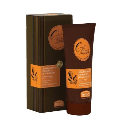 Helan OLMO - Gentle Shower Gel & Shampoo for Body and Hair with Sweet Almond Proteins & Centella Asiatica Energising and Invigorating Action - Fresh Scented Hair & Body Wash - Made in Italy 200 ml