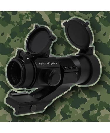 FalconOptics Airsoft Scope 1x30mm Red Dot Sight with Quick-Flip Lens Covers - Black Aluminum Picatinny Sight - Buy Online on SooperMarket.com