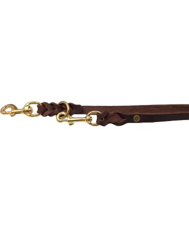 Dogeline Fat Leather Brass Leash for Small & Large Dogs - Adjustable Double Linen 5m x 15mm Dark Brown | International Shipping Available - Buy Online on SooperMarket.com