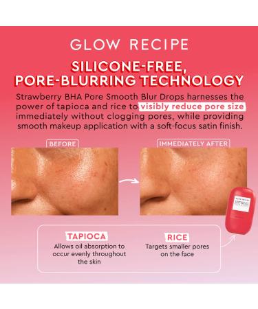 Glow Recipe Strawberry BHA Pore-Smooth Blur Drops 30ml - Oil-Free BHA Primer for Pore Minimizing & Glowing Skin - Antioxidant Face Serum for Women - Buy Online on SooperMarket.com