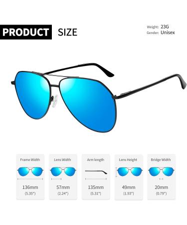 Joopin Polarised Aviation Sunglasses | Al-Mg Metal Frame | UV Protection for Men & Women | Driving Sun Glasses - B05 Black/Mirrored Blue - Buy Online on SooperMarket.com