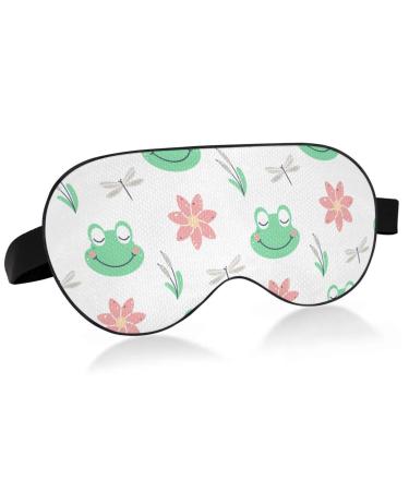Haskirky Light Blocking Eye Mask Breathable and Adjustable Adult Men and Women Travel on Business Trips Yoga Meditation Light Smooth Comfortable Eye Mask Office Deep Sleep Goodies Dragonfly Frogs