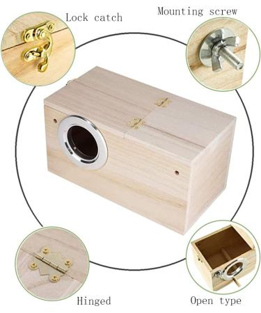 PINVNBY XL Parakeet Nesting Box for Parrots - Wood Breeding House for Lovebirds, Cockatoos, Budgies, Finches, Canaries, and Medium-Sized Birds - 13.4x6.9x7.7inches - Buy Online on SooperMarket.com