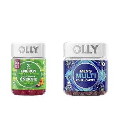 OLLY Daily Energy Gummy Supplement 100% caffeine-free energy vitamins & Men's Multi Gummy Supplement