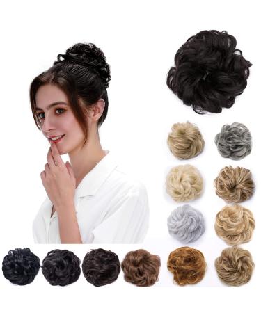 Fake Hair Bun Scrunchy Scrunchie Messy Bun Chignons Wavy Donut Updo Synthetic Hair Extensions 25g Natural Black 25 g Natural Black