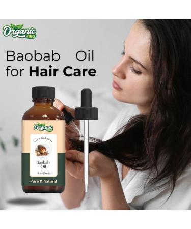 Organic Zing Baobab Oil Pure & Natural for Skin Face Hair Care Aroma Therapy Diffuser Conditioner - 30ml - Buy Online on SooperMarket.com