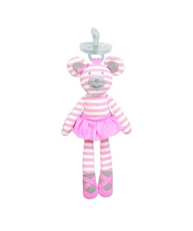 Organic Farm Buddies Apple Park Ballerina Mouse Pacifier Buddy  Baby Toy for Newborns and Infants - Hypoallergenic  100% Cotton