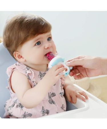 MICHEF Baby Food Feeder Fruit Pacifier (2 Pack) - Silicone Teething Toy with 6 Replaceable Pacifiers for Infant Feeding - Ideal Teether for Babies - Buy Online on SooperMarket.com