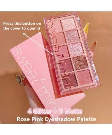 Go Ho 10 Colors Eyeshadow Palette - Matte & Glitter Makeup, Pink Eye Shadow Shades - Waterproof High Pigment Formula - Rose Pink Style - Buy Online on SooperMarket.com