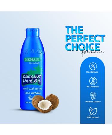 Hemani Coconut Hair Oil 200mL - Nourishing Blue Bottle | Best for Healthy Hair & International Shipping - Buy Online on SooperMarket.com
