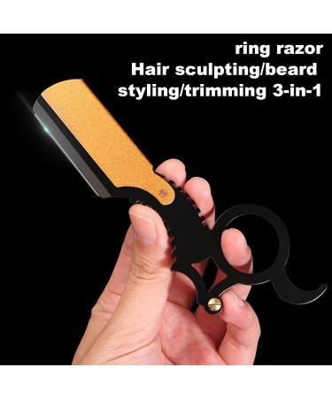 Premium Incaled Razor Puzzle Game Stainless Steel Straight Edge Mustache Cleaner for Camping Travel and Salons Black Gold Edition - Buy Online on SooperMarket.com