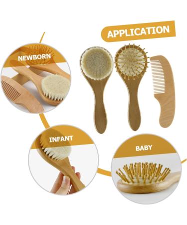 KOMBIUDA 1 Set Newborn Wooden Baby Hairbrush and Comb Cap | Natural Grooming Gift for Infants and Toddlers - Buy Online on SooperMarket.com